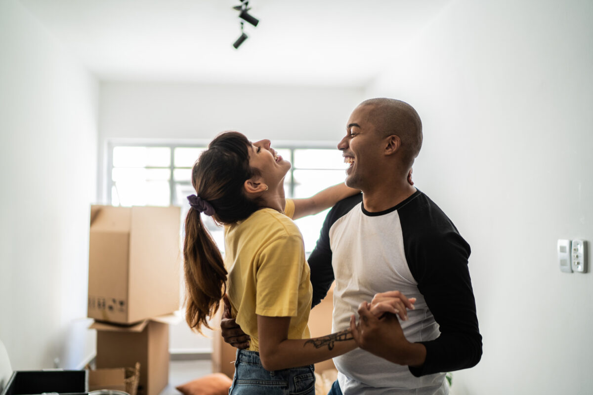 A young couple moving to a new place